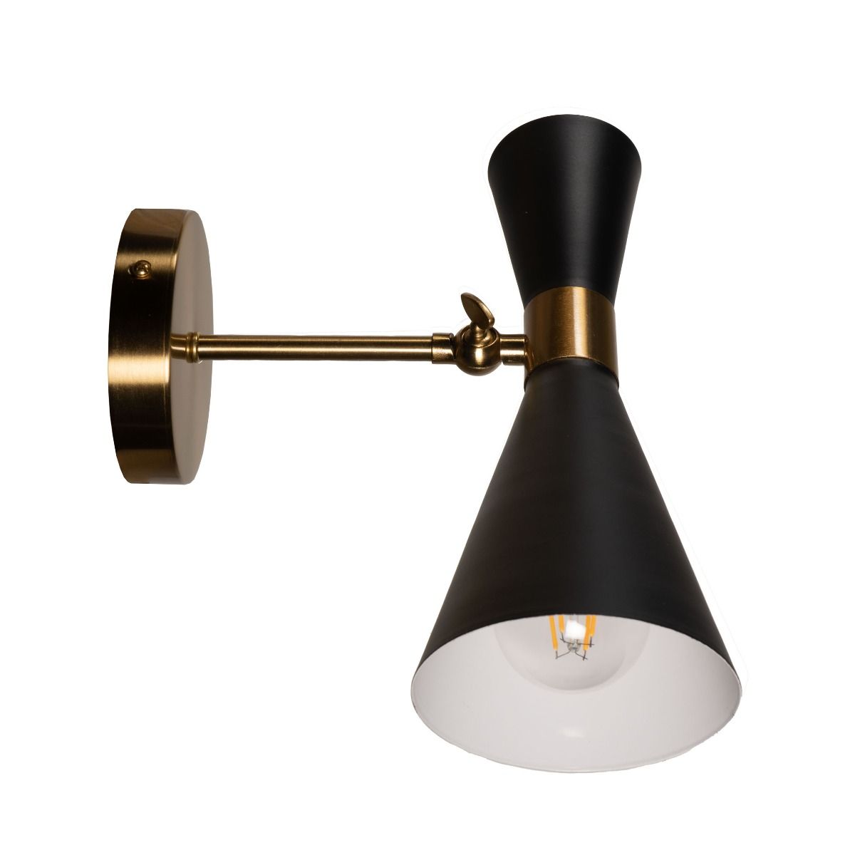 NKS Line - Calvin One Armed Black and Brass Metal Wall Sconce