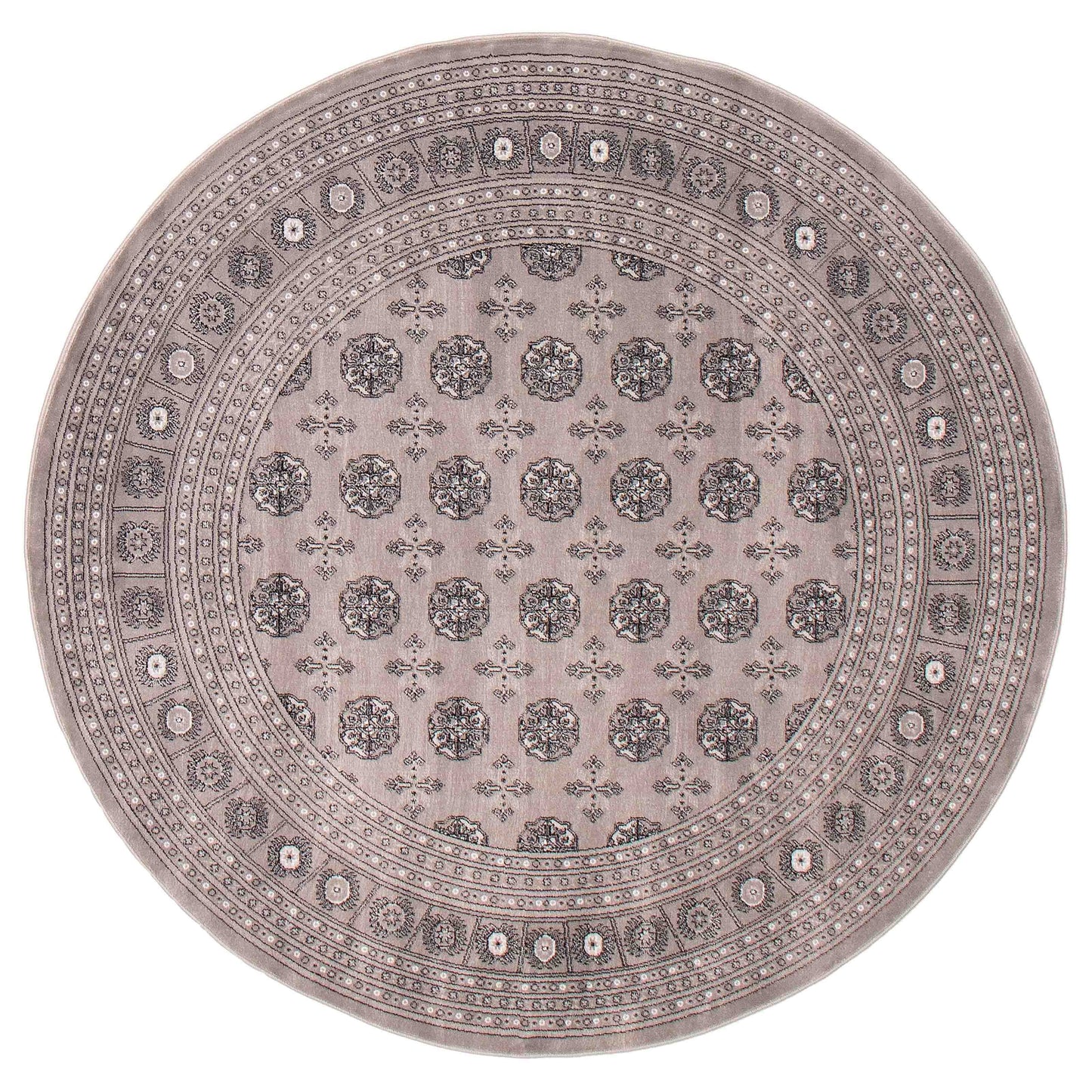 NKS Line - Tekke Grey Rug, Round 6'7" x 6'7"