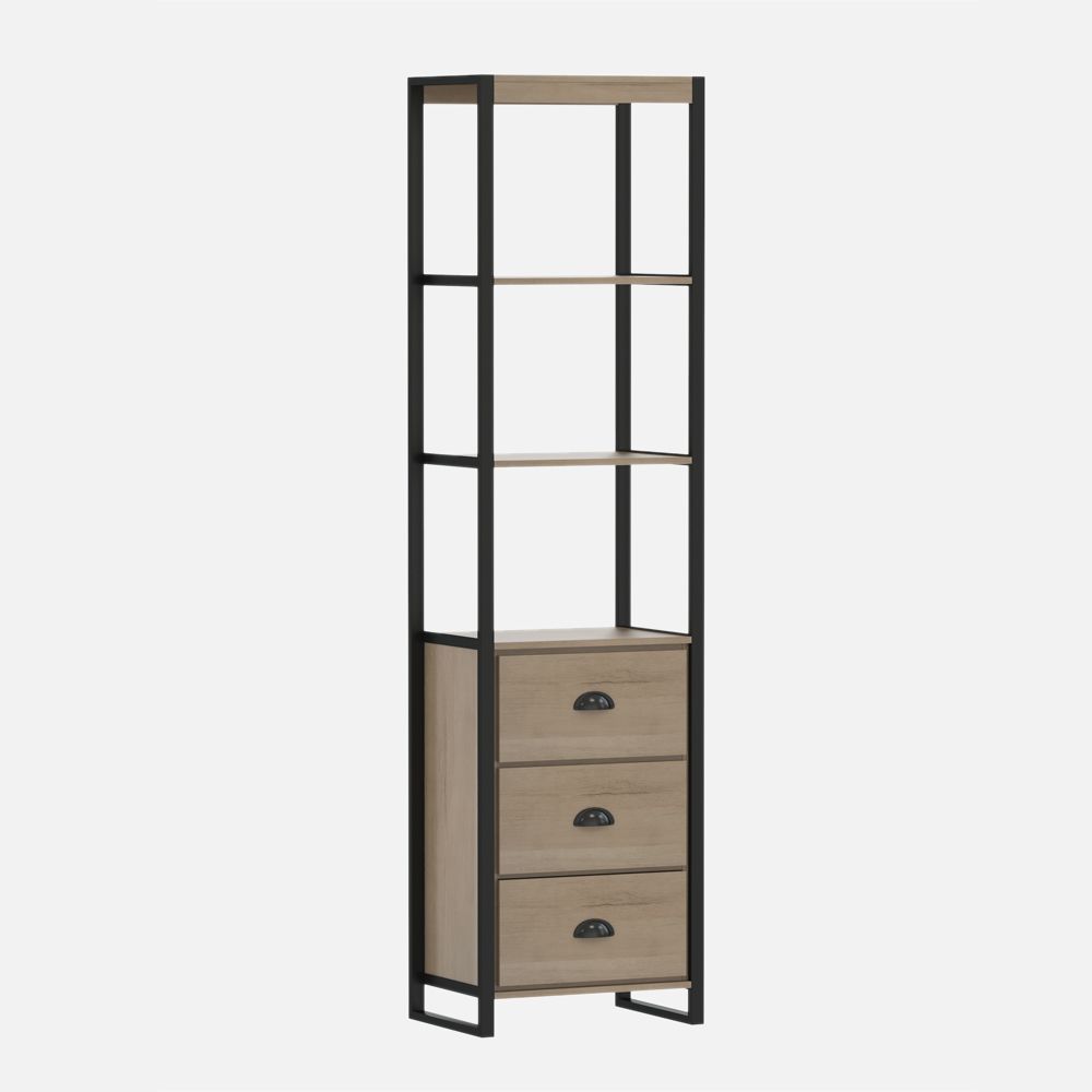 NKS Line - Luella Tall Cabinet - Natural and Black 65"