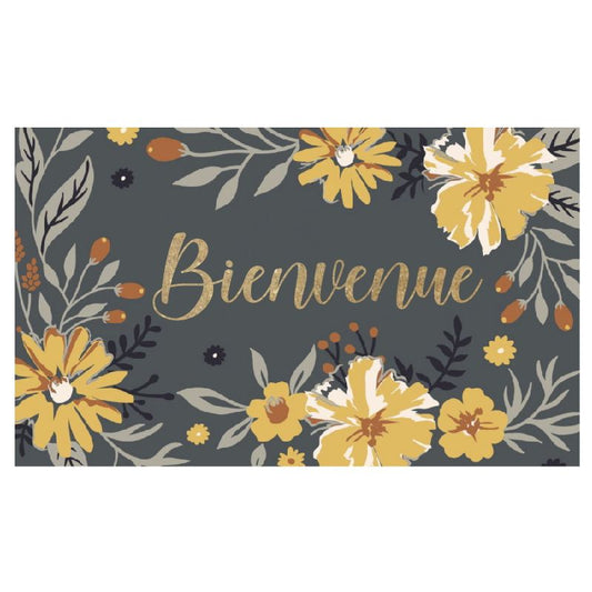 NKS Line - Bienvenue Yellow Flowers Coir Mat