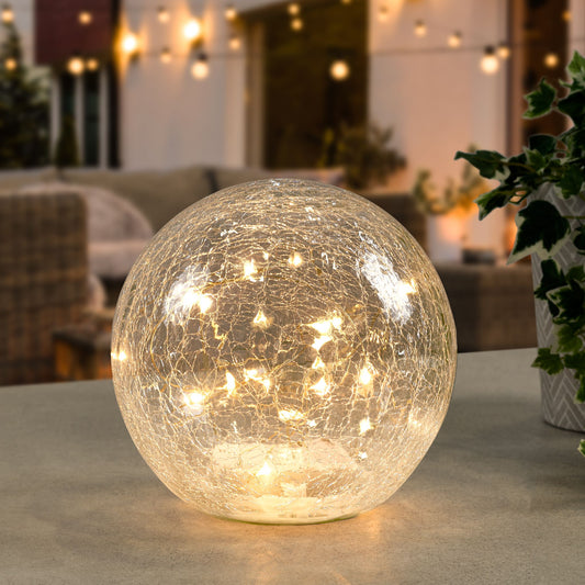 NKS Line - Crackled Glass Sphere with LED Light