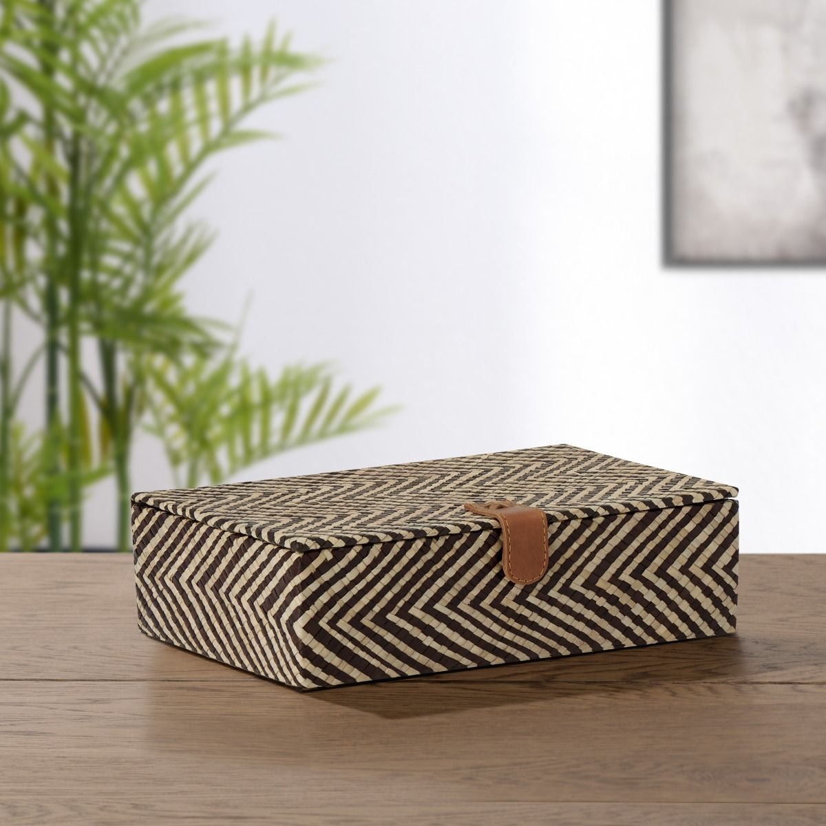 NKS Line - Pandan Chevron Leather Closure Storage Box by Torre & Tagus - Small